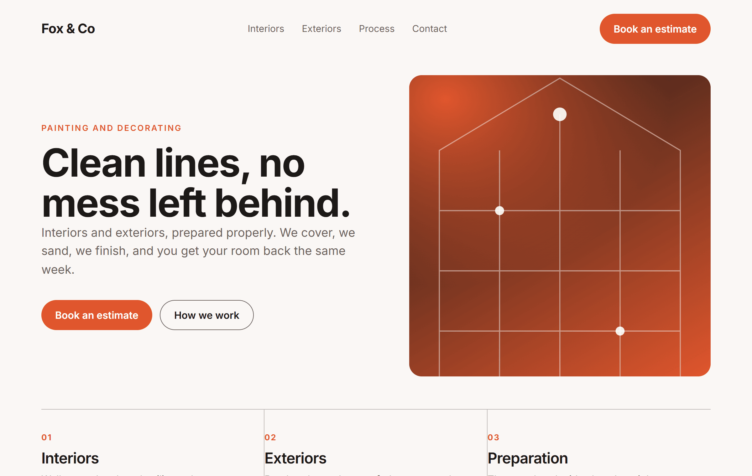 Website design for Fox & Co, a painting business.