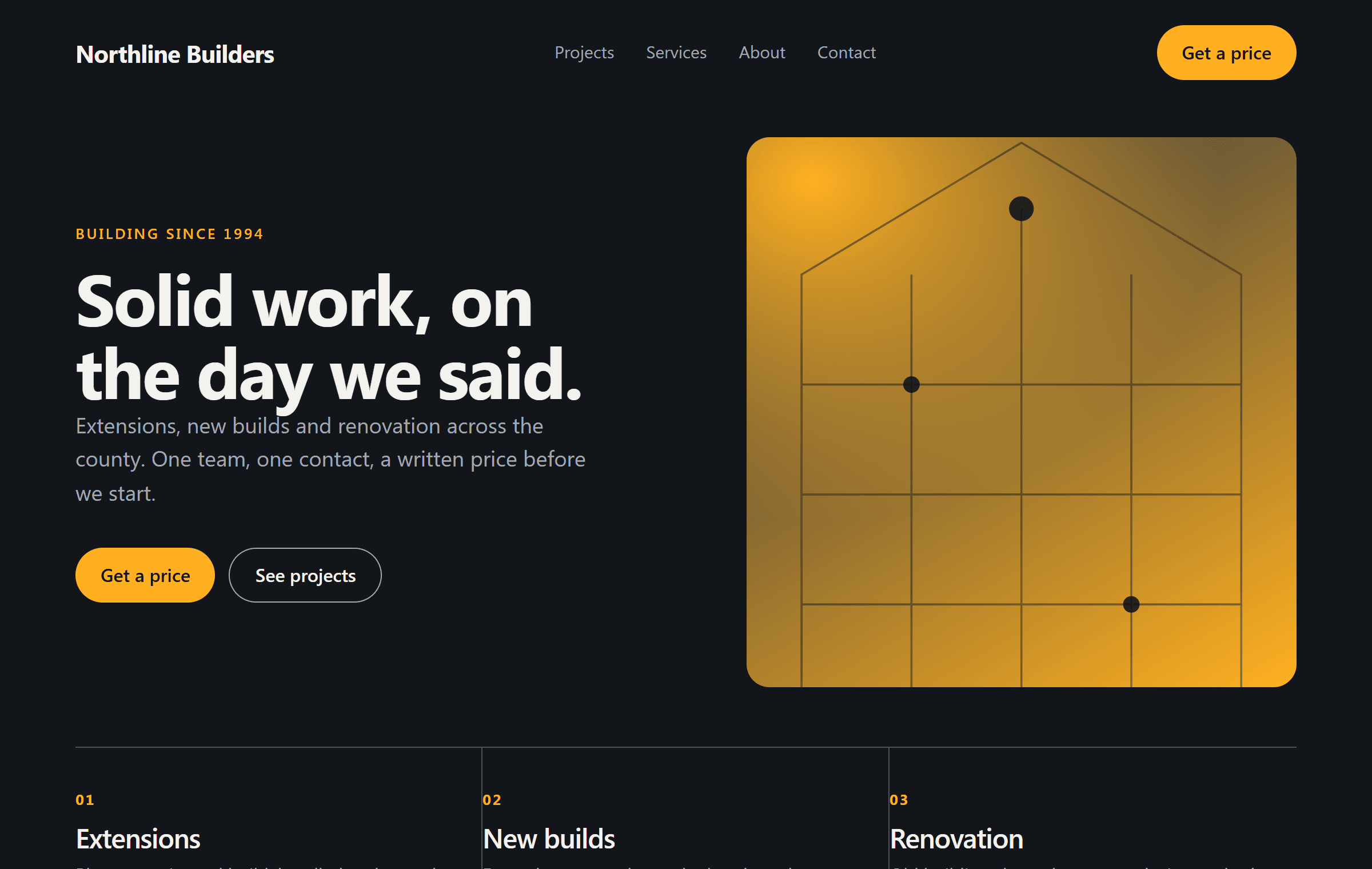 Website design for Northline Builders, a construction business.